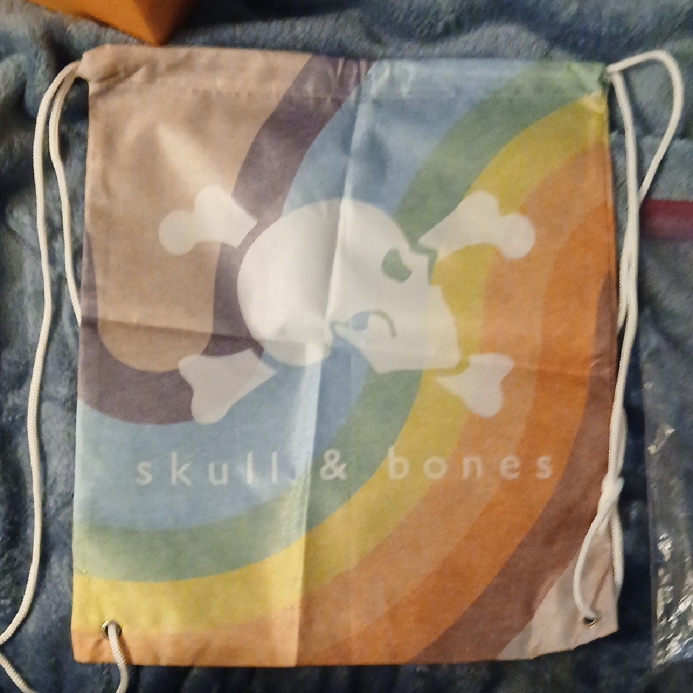 Skull & Bones Rainbow Drawstring Bag
